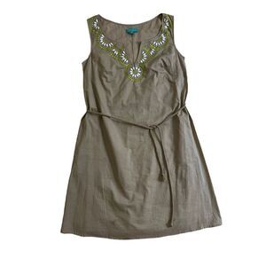 Calypso St. Barth Tan Beaded Shift sleeveless Dress  size XS